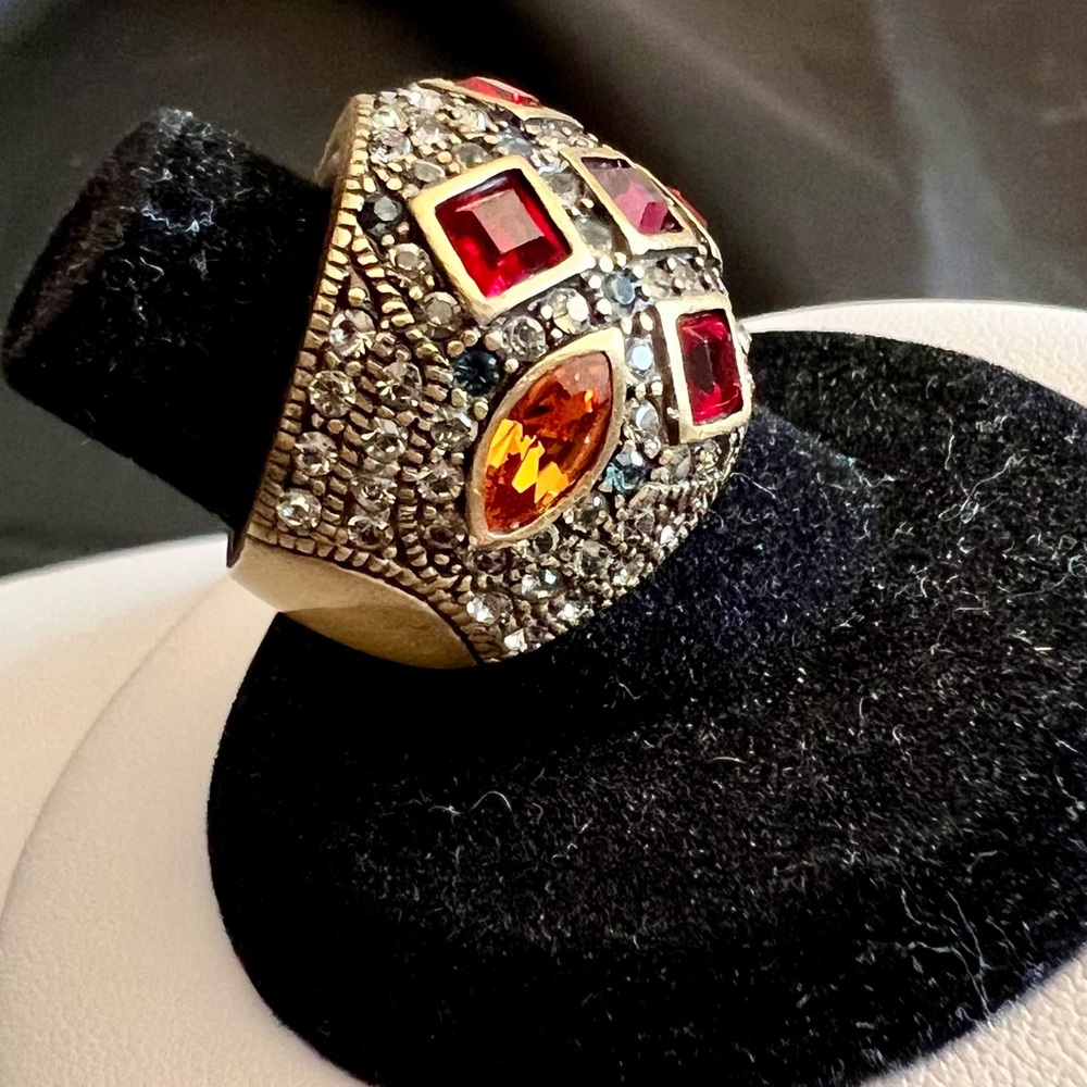 Heidi Daus Cocktail Ring Multi Colored Stones Bro… - image 5